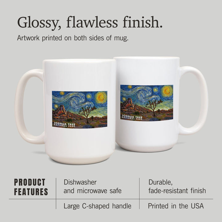 Joshua Tree National Park, Starry Night National Park Series, Lantern Press Artwork, Ceramic Mug Mugs Lantern Press 