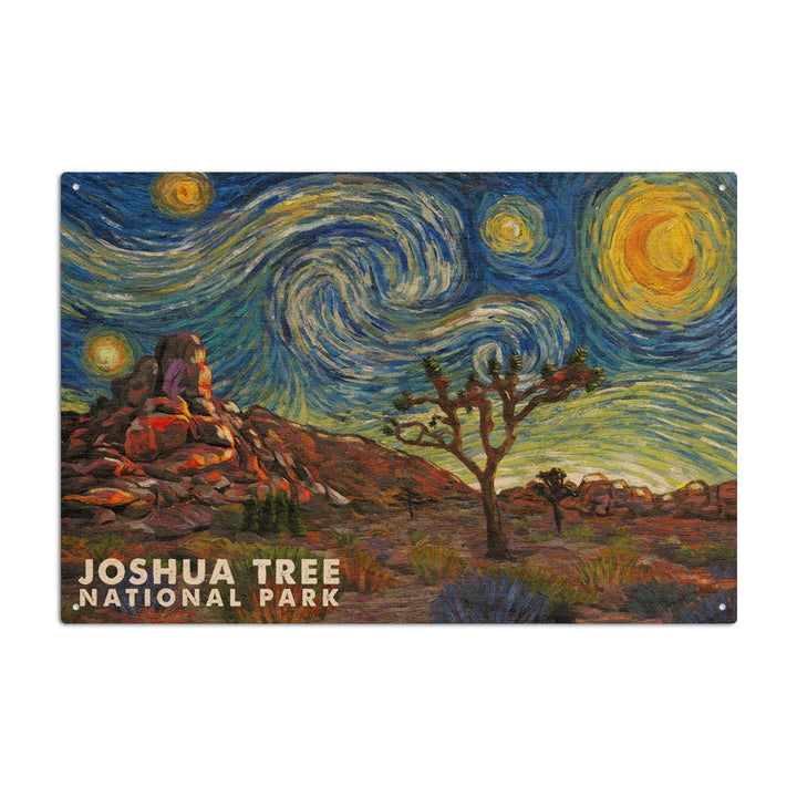 Joshua Tree National Park, Starry Night National Park Series, Lantern Press Artwork, Wood Signs and Postcards Wood Lantern Press 10 x 15 Wood Sign 