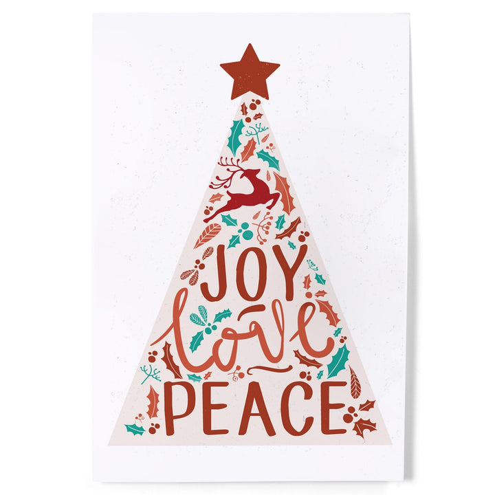 Joy Love Peace, Christmas Tree, Art & Giclee Prints Art Lantern Press 