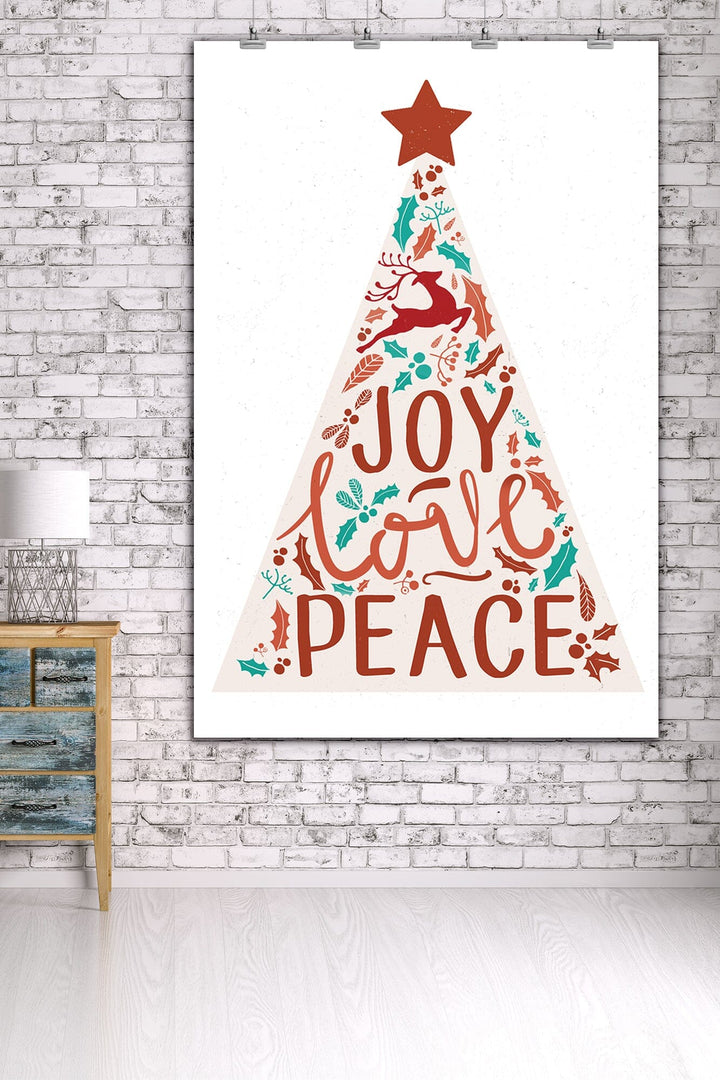 Joy Love Peace, Christmas Tree, Art & Giclee Prints Art Lantern Press 36 x 54 Giclee Print 