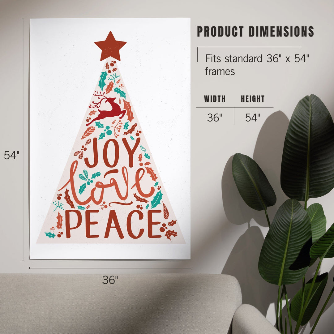 Joy Love Peace, Christmas Tree, Art & Giclee Prints Art Lantern Press 