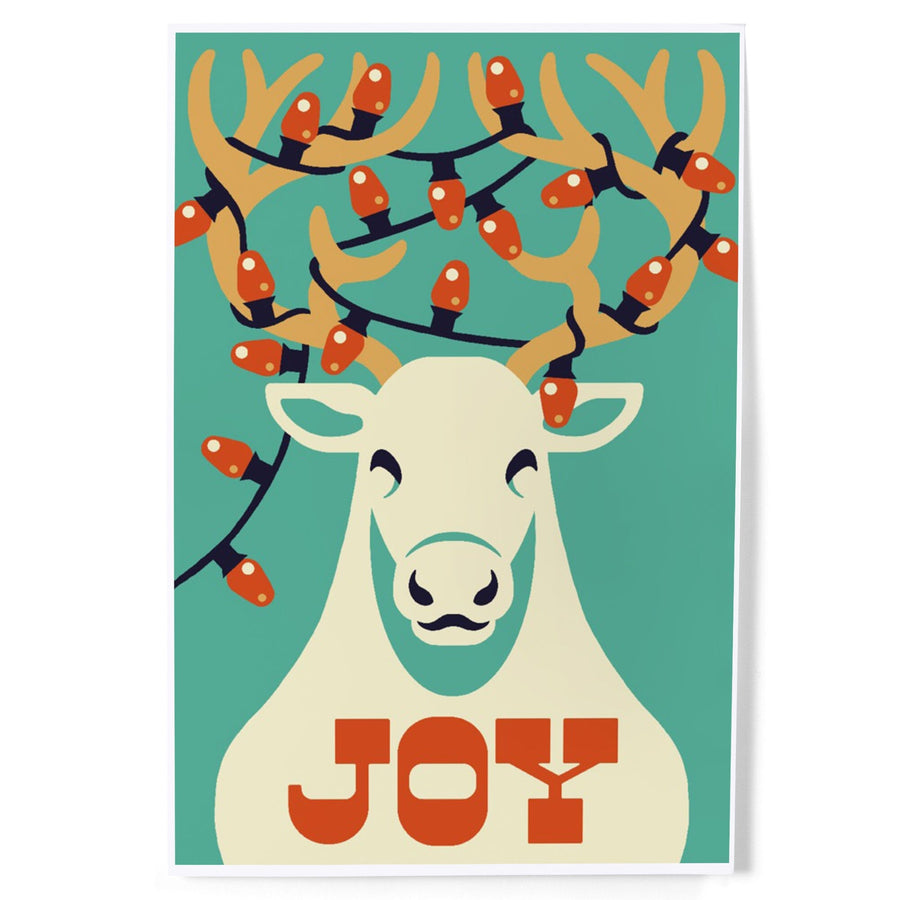 Joy, Reindeer, Retro Christmas, Art & Giclee Prints Art Lantern Press 