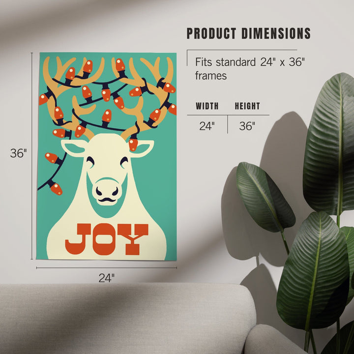 Joy, Reindeer, Retro Christmas, Art & Giclee Prints - Lantern Press