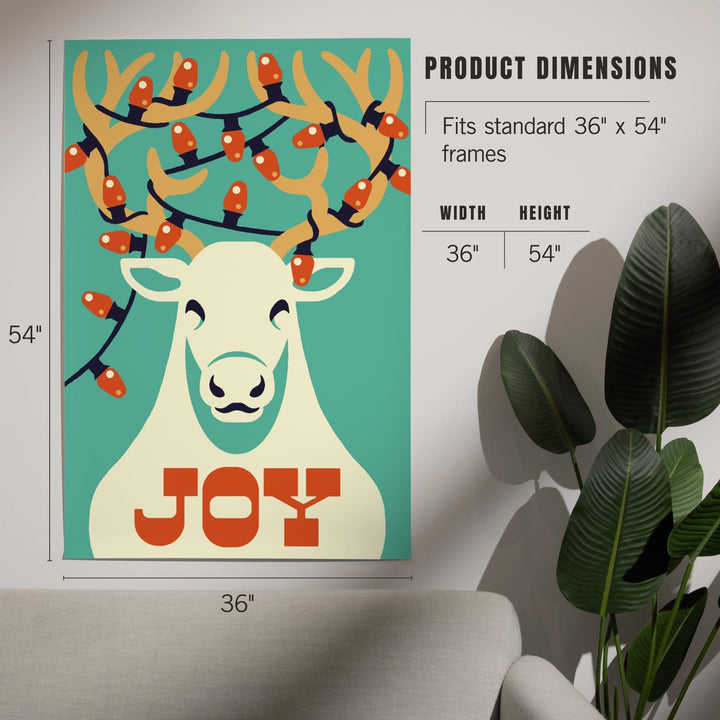 Joy, Reindeer, Retro Christmas, Art & Giclee Prints - Lantern Press