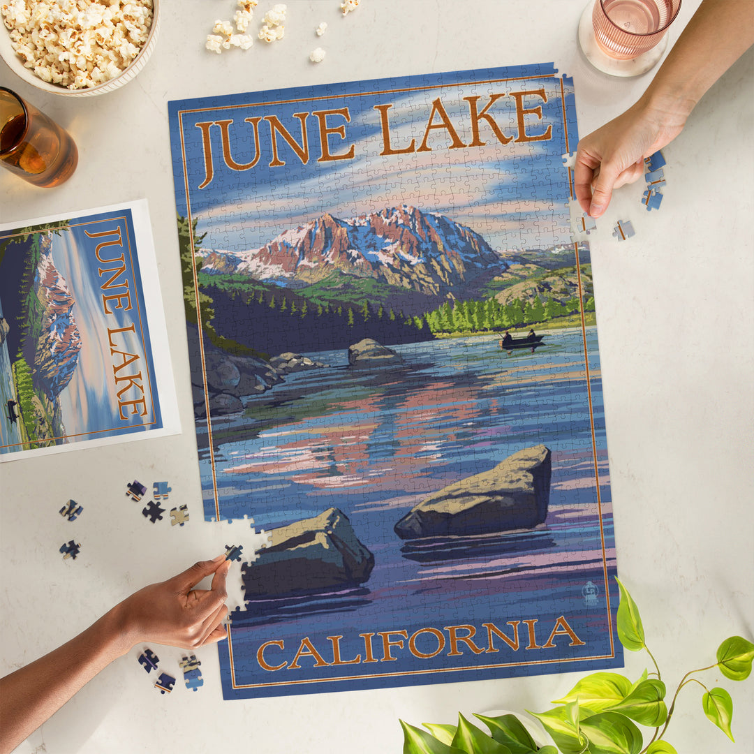 June Lake, California, Scene with Sierra Wave, Jigsaw Puzzle Puzzle Lantern Press 