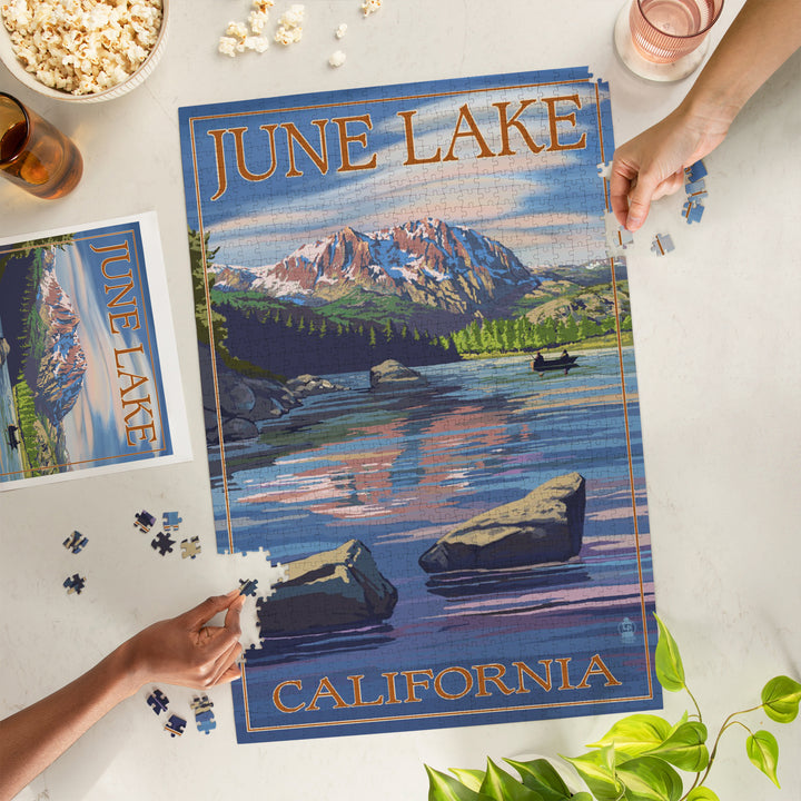 June Lake, California, Scene with Sierra Wave, Jigsaw Puzzle Puzzle Lantern Press 