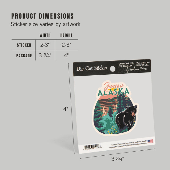 Juneau, Alaska, Explorer Series, Contour, Vinyl Sticker Sticker Lantern Press 