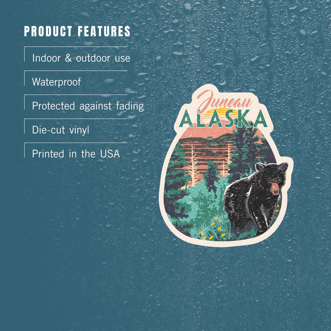 Juneau, Alaska, Explorer Series, Contour, Vinyl Sticker Sticker Lantern Press 