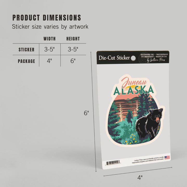 Juneau, Alaska, Explorer Series, Contour, Vinyl Sticker Sticker Lantern Press 