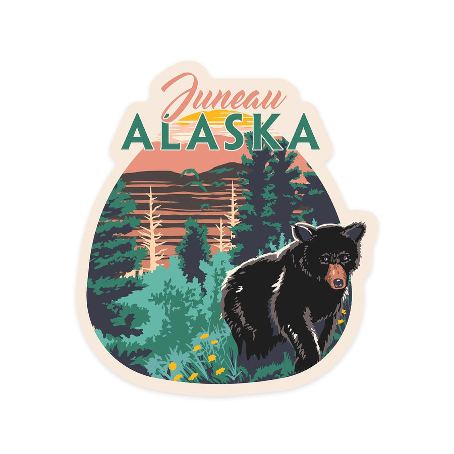 Juneau, Alaska, Explorer Series, Contour, Vinyl Sticker Sticker Lantern Press 