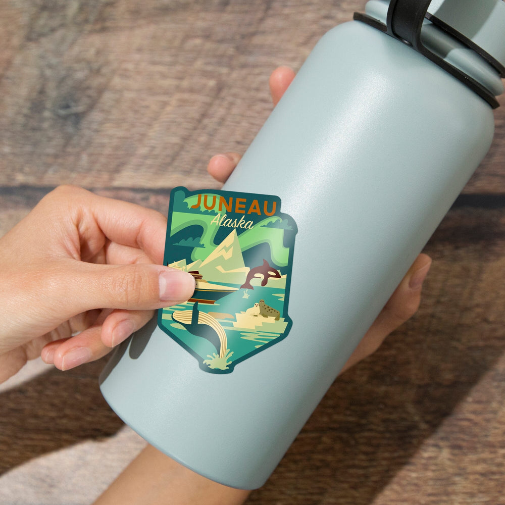 Juneau, Alaska, Geo Experience, Inside Passage Contour, Vinyl Sticker Sticker Lantern Press 