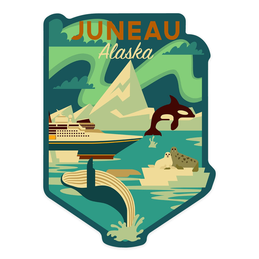 Juneau, Alaska, Geo Experience, Inside Passage Contour, Vinyl Sticker Sticker Lantern Press 