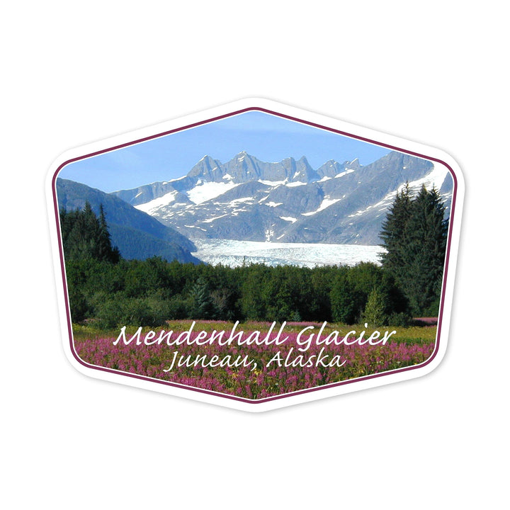 Juneau, Alaska, Mendenhall Glacier, Contour, Vinyl Sticker Sticker Lantern Press 