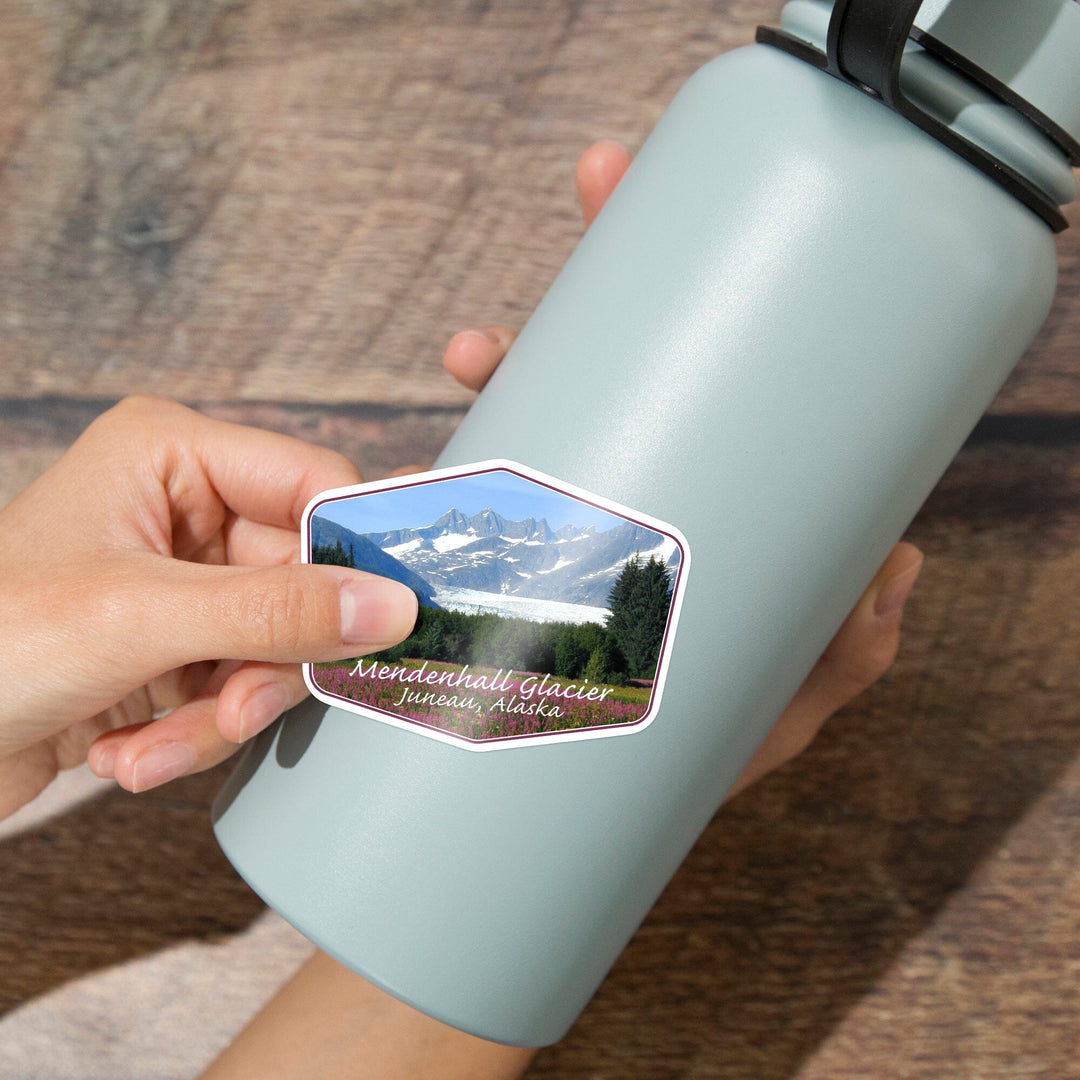 Juneau, Alaska, Mendenhall Glacier, Contour, Vinyl Sticker Sticker Lantern Press 