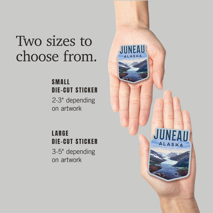 Juneau, Alaska, Mendenhall Glacier, Lithograph, Contour, Vinyl Sticker Sticker Lantern Press 