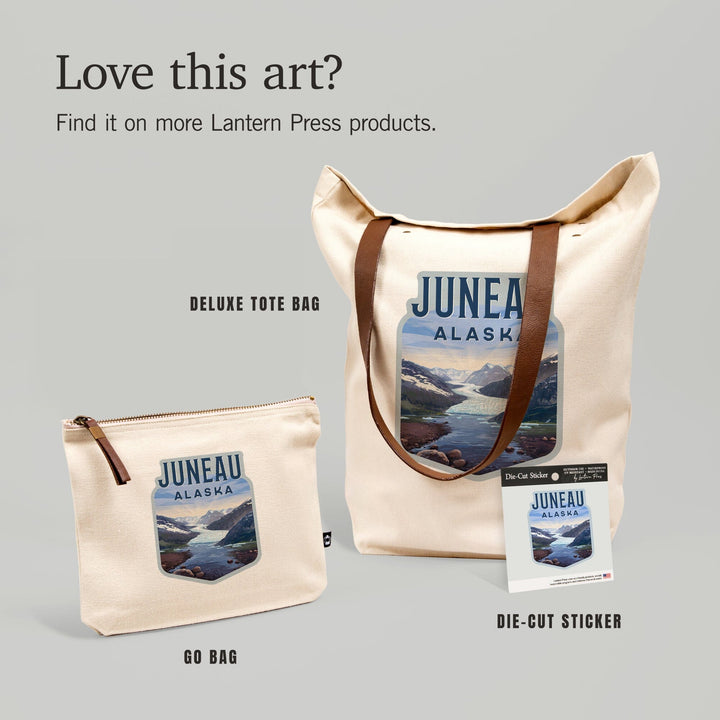 Juneau, Alaska, Mendenhall Glacier, Lithograph, Contour, Vinyl Sticker Sticker Lantern Press 