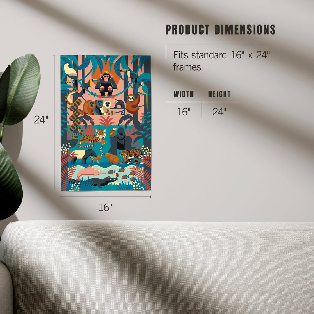 Jungle, Textured Geometric, Art & Giclee Prints Art Lantern Press 