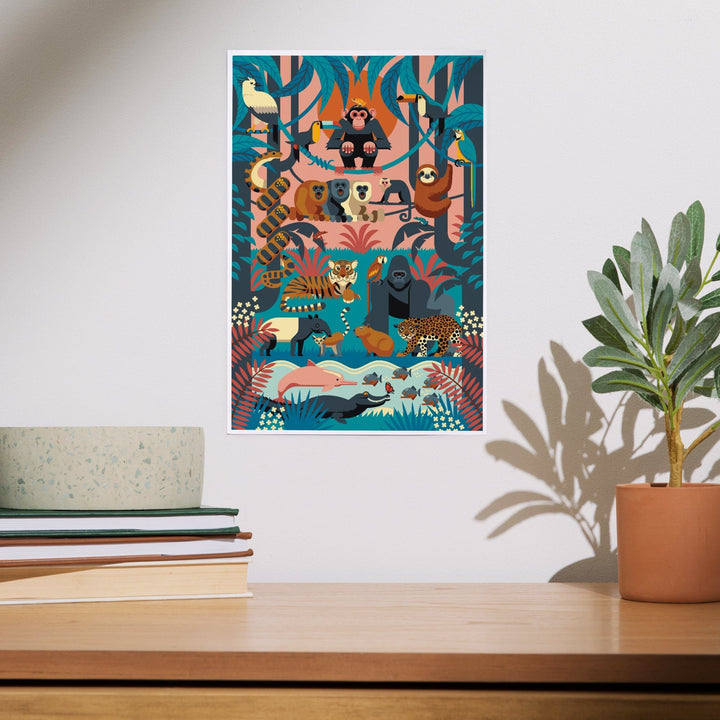 Jungle, Textured Geometric, Art & Giclee Prints Art Lantern Press 