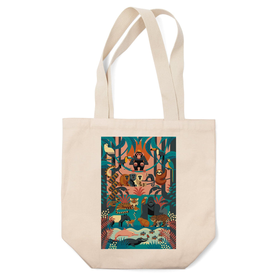 Jungle, Textured Geometric, Tote Bag Totes Lantern Press 