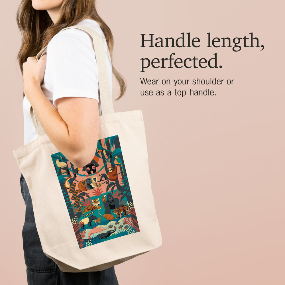 Jungle, Textured Geometric, Tote Bag Totes Lantern Press 