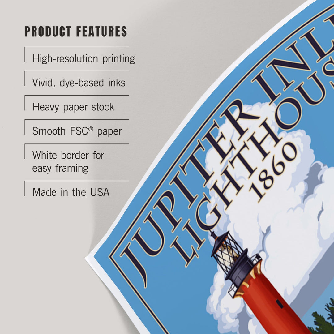 Jupiter, Florida, Jupiter Inlet Lighthouse, Art & Giclee Prints Art Lantern Press 