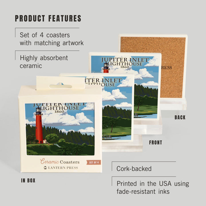 Jupiter, Florida, Jupiter Inlet Lighthouse, Coasters Coasters Lantern Press 