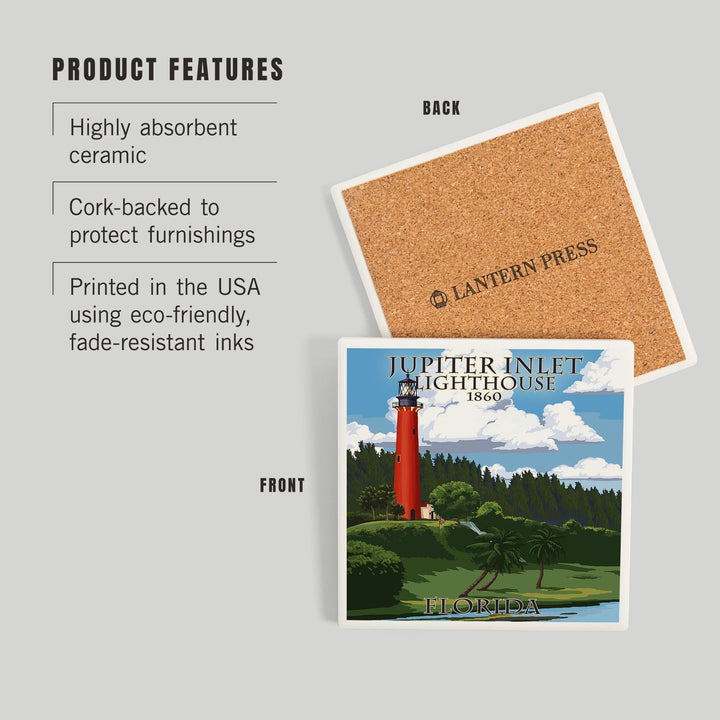 Jupiter, Florida, Jupiter Inlet Lighthouse, Coasters Coasters Lantern Press 