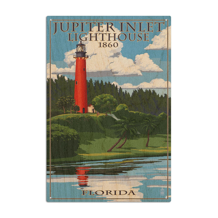 Jupiter, Florida, Jupiter Inlet Lighthouse, Lantern Press Artwork, Wood Signs and Postcards Wood Lantern Press 10 x 15 Wood Sign 