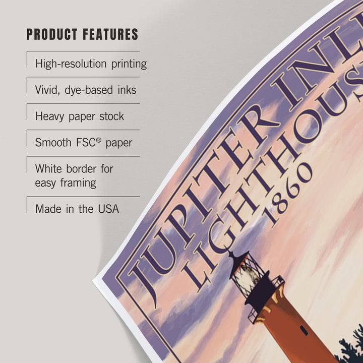 Jupiter, Florida, Jupiter Inlet Lighthouse, Sunset, Art & Giclee Prints Art Lantern Press 