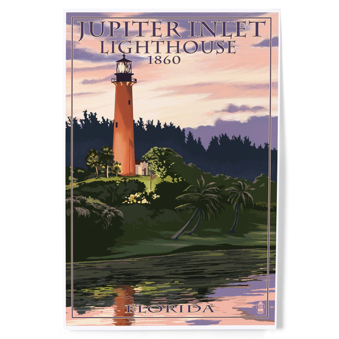 Jupiter, Florida, Jupiter Inlet Lighthouse, Sunset, Art & Giclee Prints Art Lantern Press 