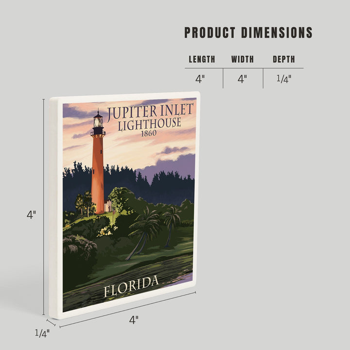 Jupiter, Florida, Jupiter Inlet Lighthouse, Sunset, Coasters Coasters Lantern Press 