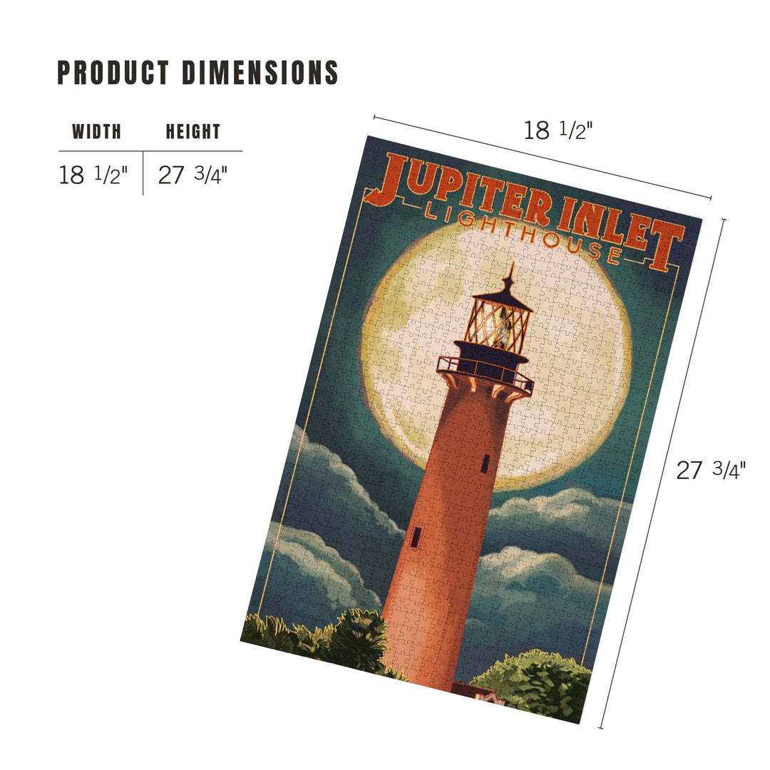 Jupiter, Florida, Jupiter Lighthouse and Moon, Jigsaw Puzzle Puzzle Lantern Press 