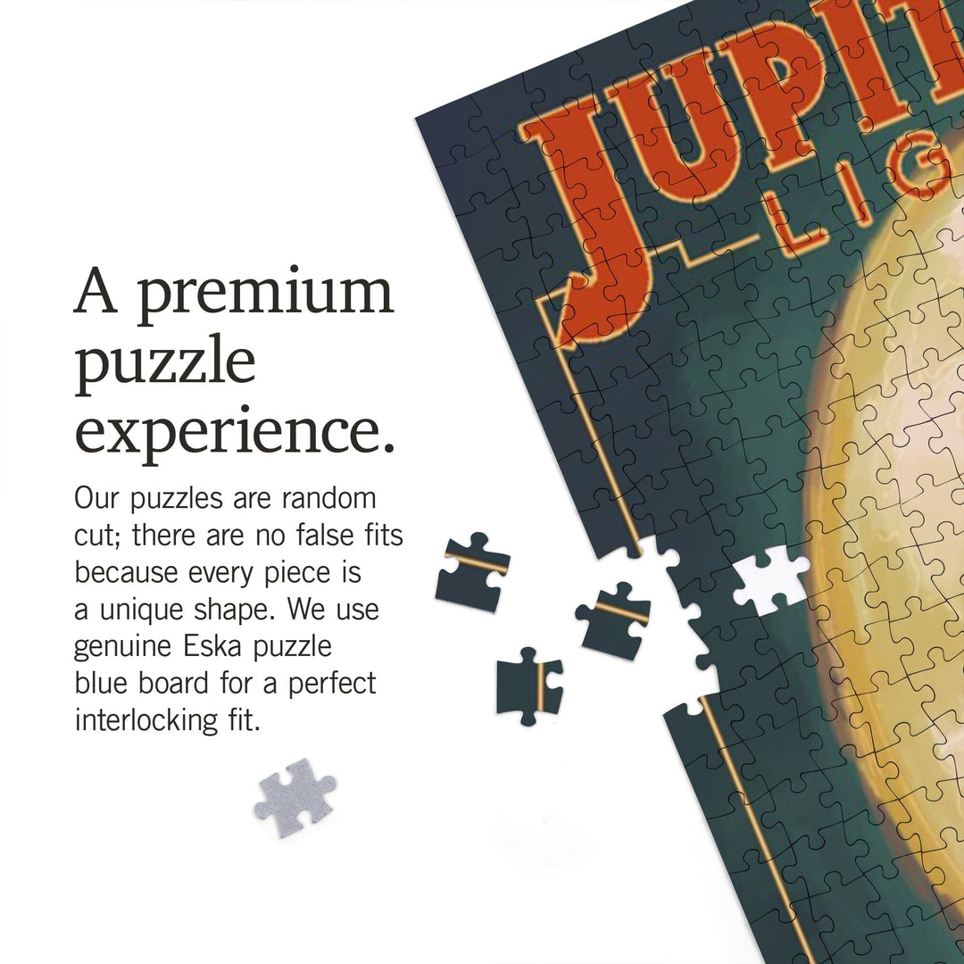 Jupiter, Florida, Jupiter Lighthouse and Moon, Jigsaw Puzzle Puzzle Lantern Press 