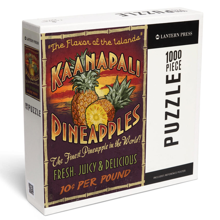 Kaanapali, Hawaii, Pineapple Vintage Sign, Jigsaw Puzzle Puzzle Lantern Press 