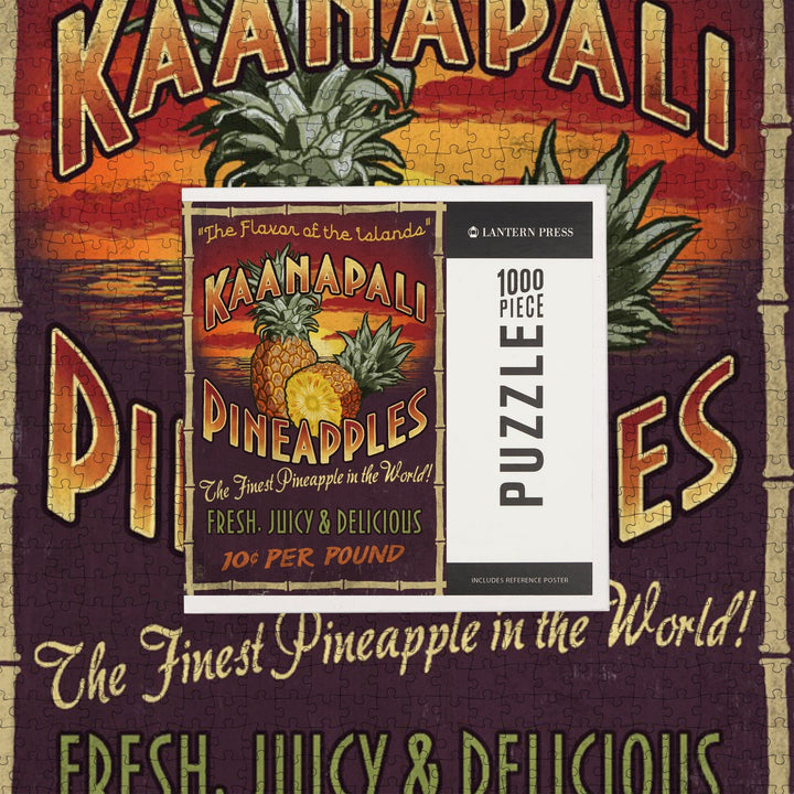 Kaanapali, Hawaii, Pineapple Vintage Sign, Jigsaw Puzzle Puzzle Lantern Press 