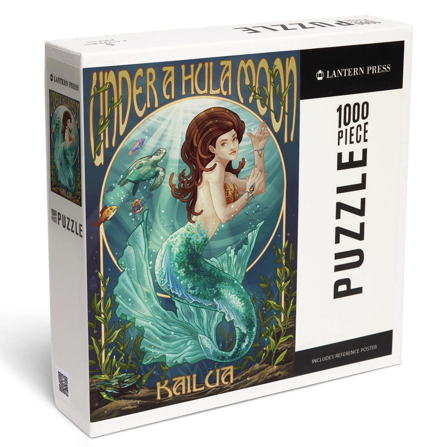 Kailua, Hawaii, Under a Hula Moon, Mermaid, Jigsaw Puzzle Puzzle Lantern Press 