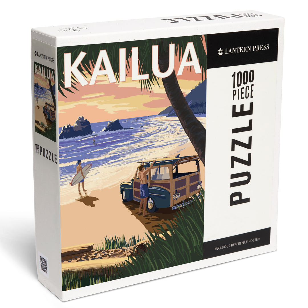 Kailua, Hawaii, Woody on Beach, Jigsaw Puzzle Puzzle Lantern Press 