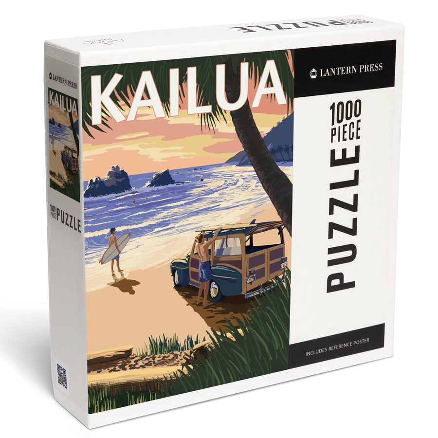 Kailua, Hawaii, Woody on Beach, Jigsaw Puzzle Puzzle Lantern Press 