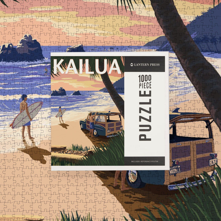 Kailua, Hawaii, Woody on Beach, Jigsaw Puzzle Puzzle Lantern Press 