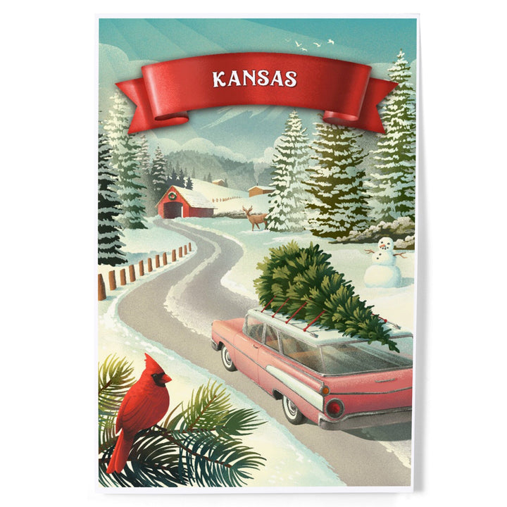 Kansas, Christmas Holiday Tradition, Art & Giclee Prints Art Lantern Press 12 x 18 Art Print 