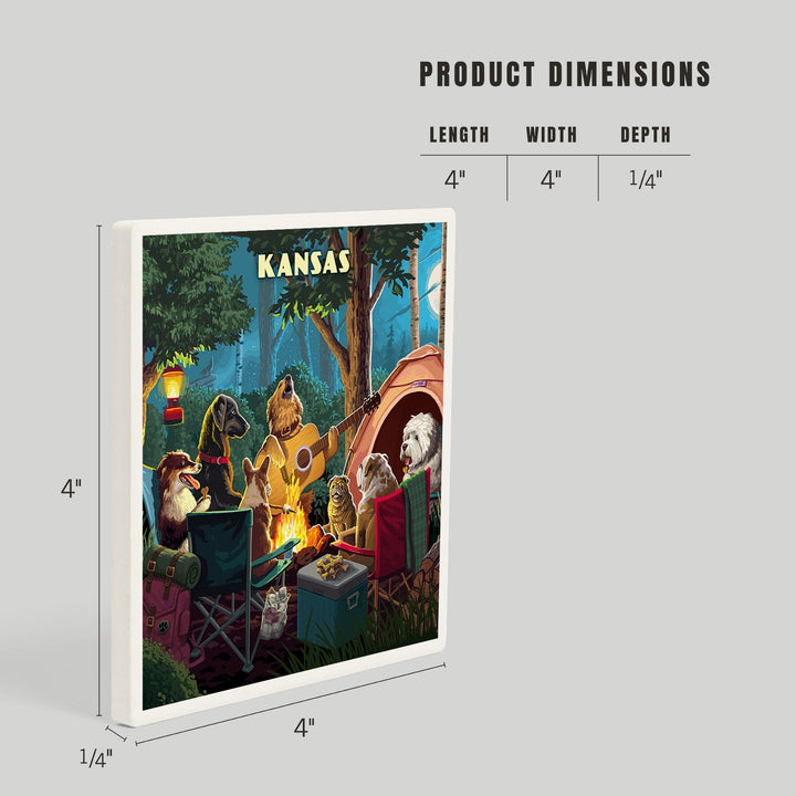 Kansas, Painterly, Pack Life, Dogs Around Campfire, Coasters Coasters Lantern Press 