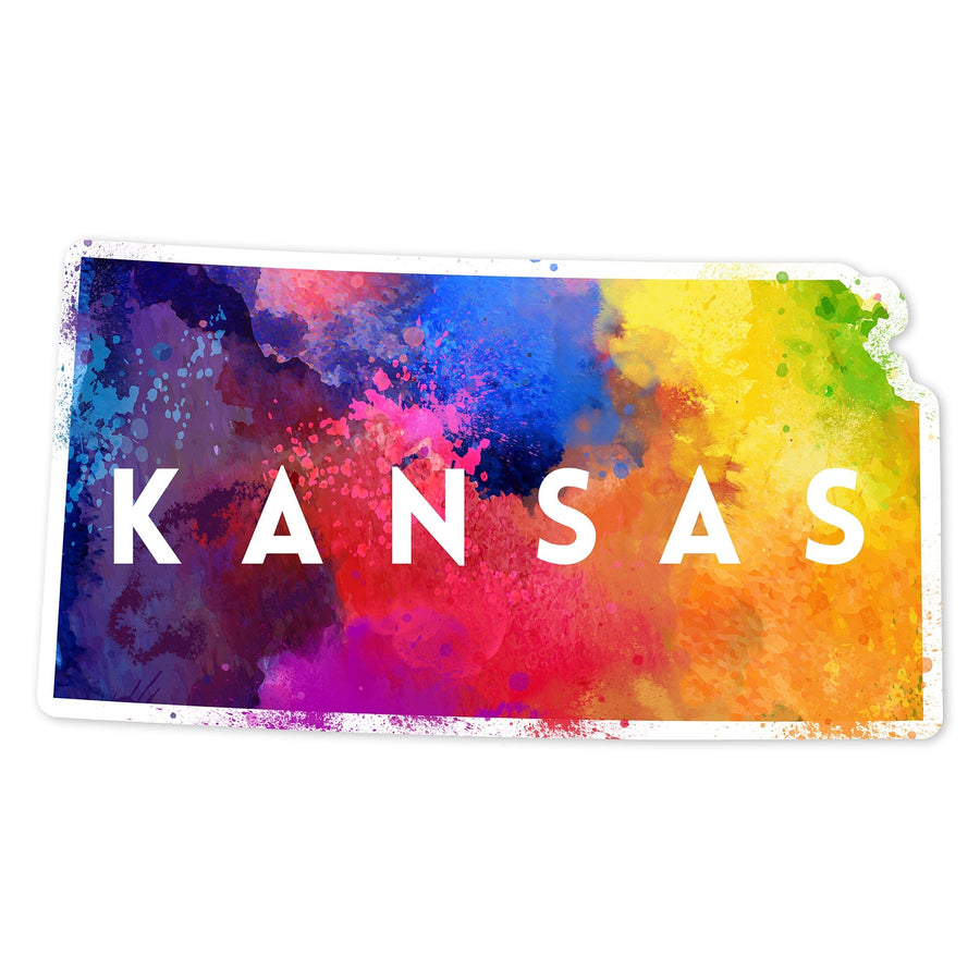 Kansas, State Abstract, Contour, Lantern Press Artwork, Vinyl Sticker - Lantern Press