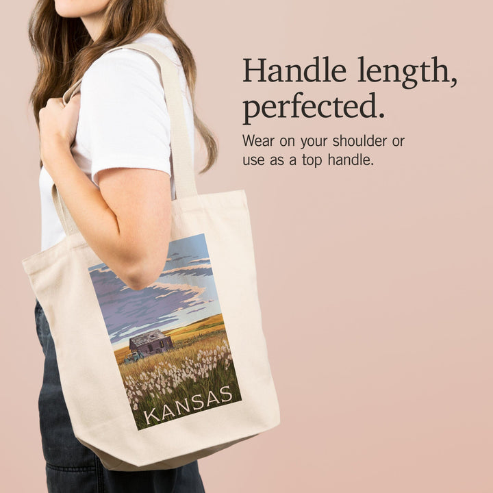 Kansas, Wheat Fields and Homestead, Tote Bag Totes Lantern Press 