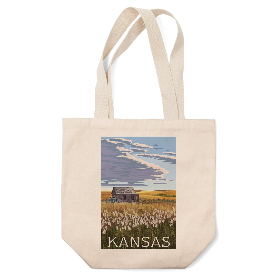Kansas, Wheat Fields and Homestead, Tote Bag Totes Lantern Press 