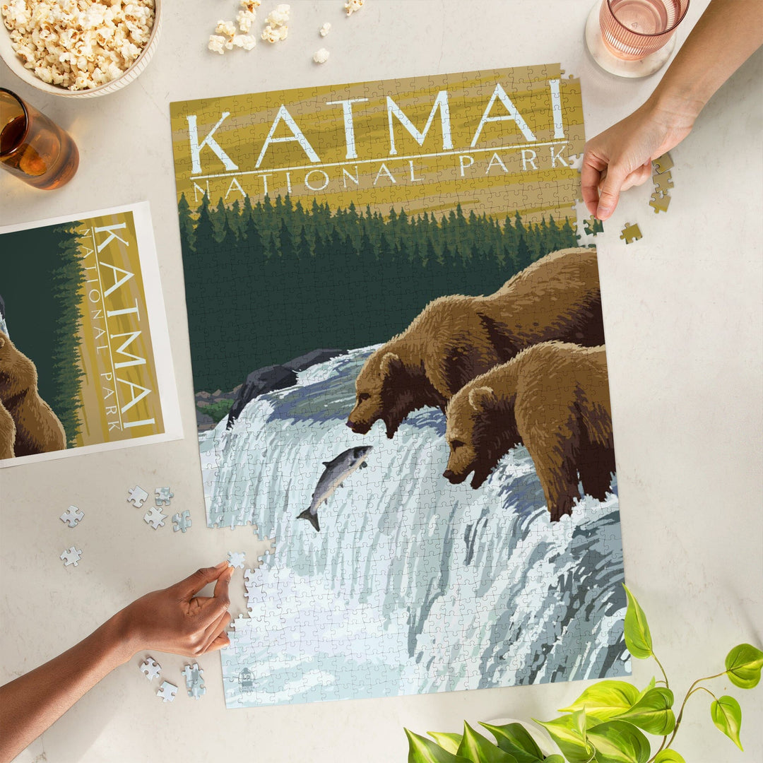 Katmai National Park, Alaska, Bears, Jigsaw Puzzle Puzzle Lantern Press 