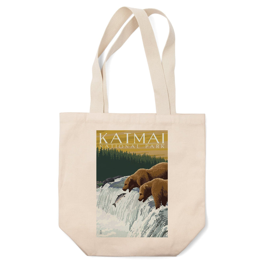Katmai National Park, Alaska, Bears, Lantern Press Artwork, Tote Bag Totes Lantern Press 