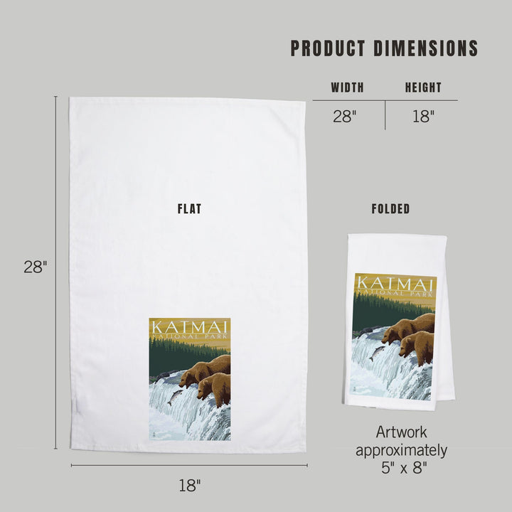 Katmai National Park, Alaska, Bears, Organic Cotton Kitchen Tea Towels Kitchen Lantern Press 