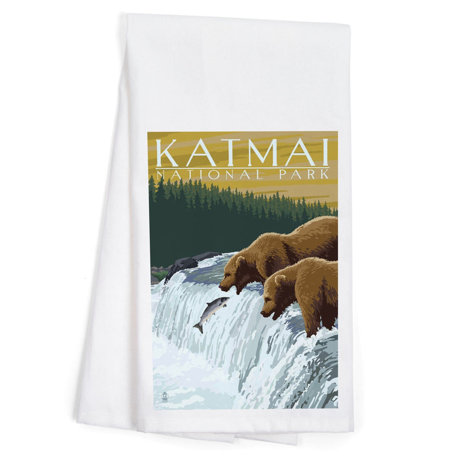 Katmai National Park, Alaska, Bears, Organic Cotton Kitchen Tea Towels Kitchen Lantern Press 