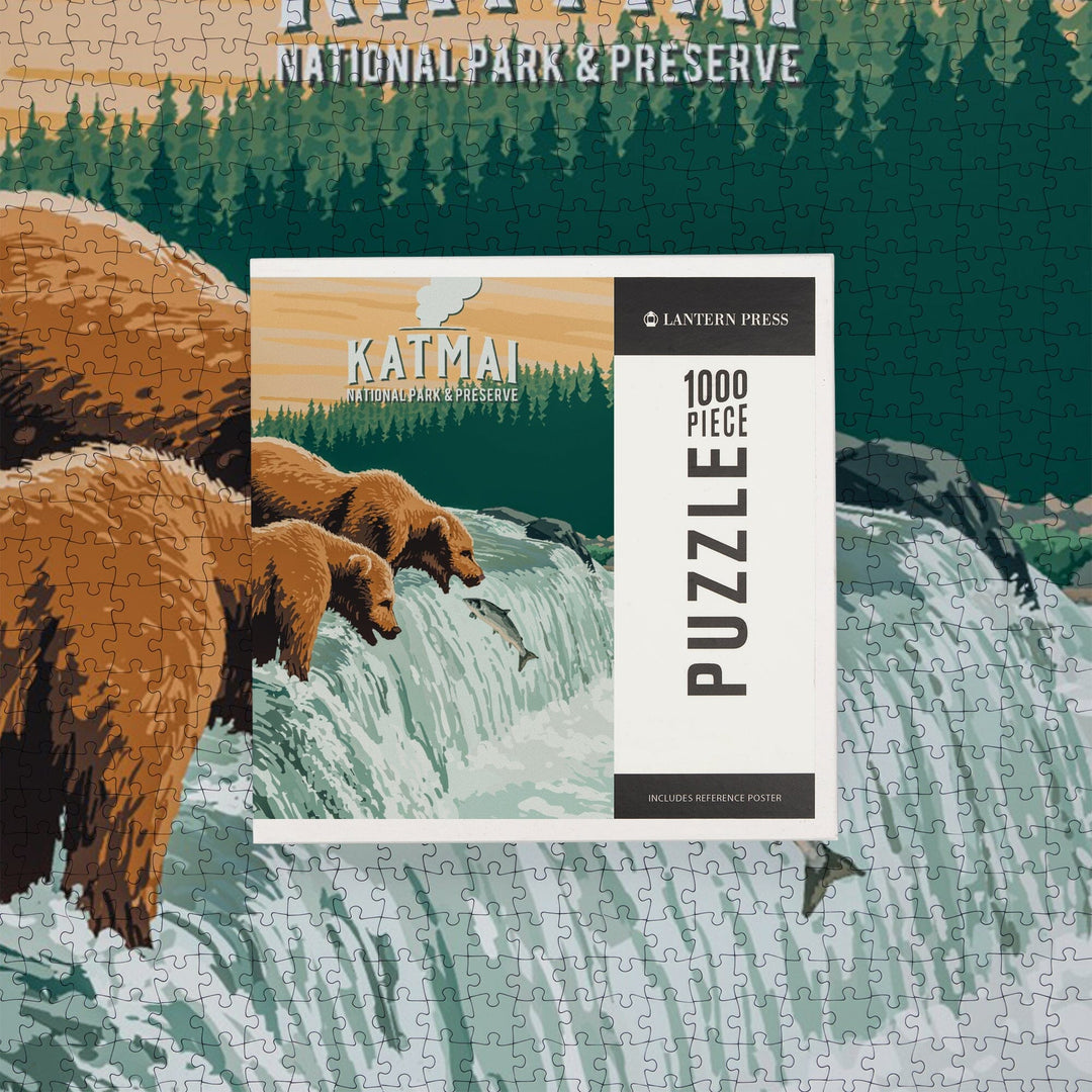 Katmai National Park, Alaska, Painterly, Jigsaw Puzzle Puzzle Lantern Press 