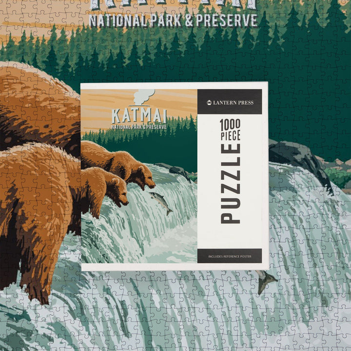 Katmai National Park, Alaska, Painterly, Jigsaw Puzzle Puzzle Lantern Press 